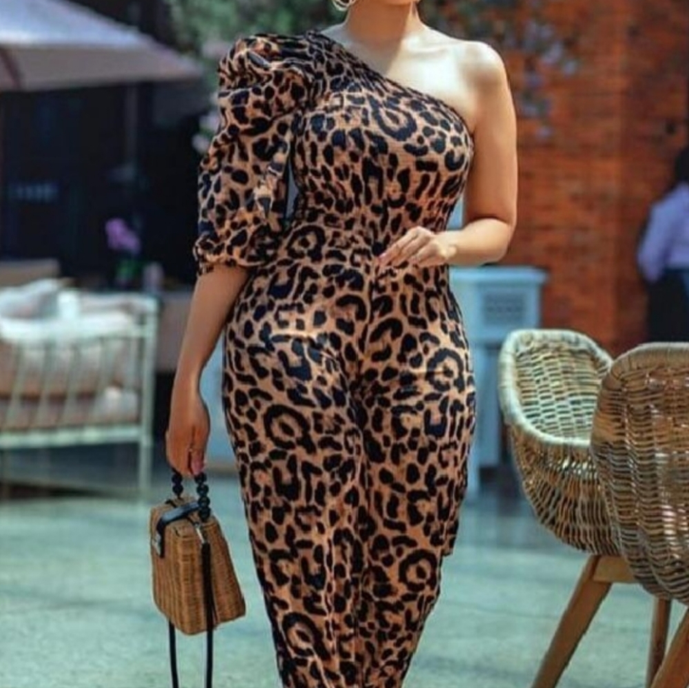 Leopard One-Shoulder Jumpsuit